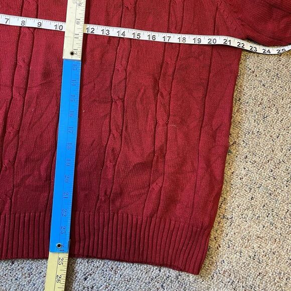 Oscar de la Renta Sweater Men L Cable Knit Red Crew Neck Jumper Pullover Preppy - Picture 2 of 8